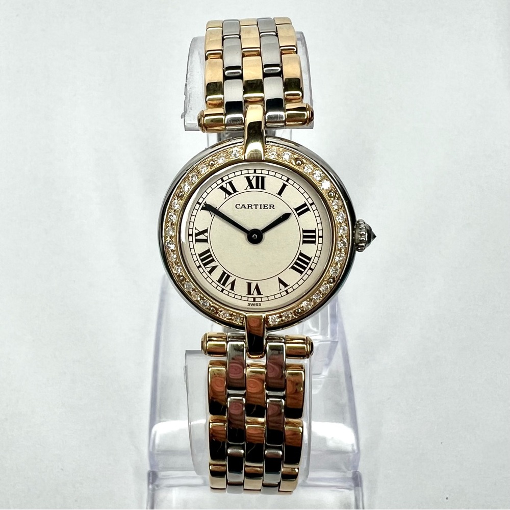 CARTIER PANTHERE VENDOME 24mm 3 Row Gold 0.28TCW Diamond Watch Cream Dial